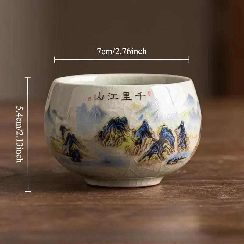 1PC Tea Cup Exquisite Ice Crack Glaze Ceramic Tea Cups Hand-painted Porcelain Master Cup Exquisite Teacup Tea Accessories