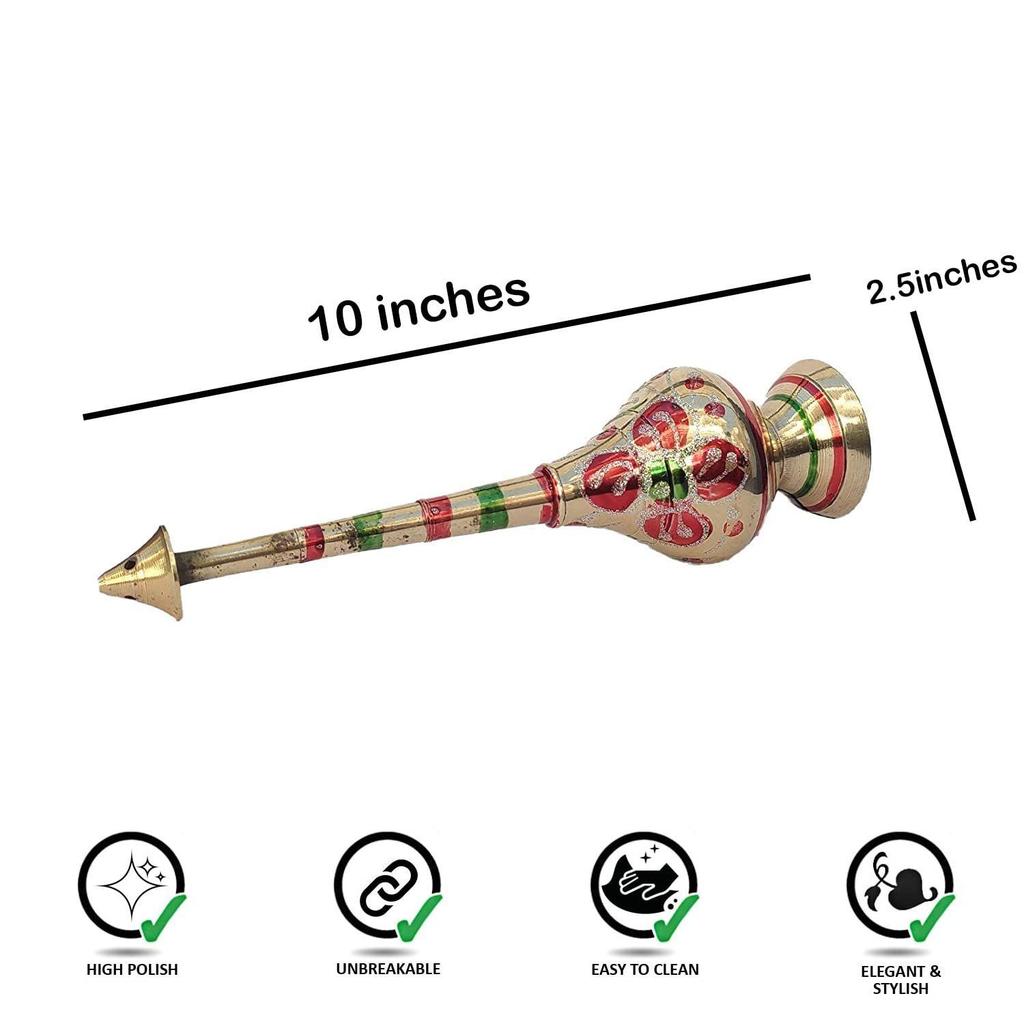 Pure Brass Gulab Pash Rose Water Holy Water and Perfume Sprinklers Gangajal Spray Bottle for Pooja/Puja Mandir Temple