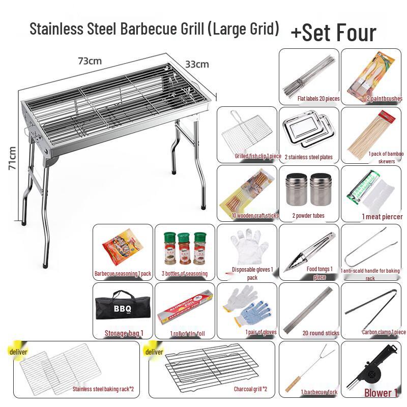 Tri-polar Stainless Steel Folding BBQ Grill
