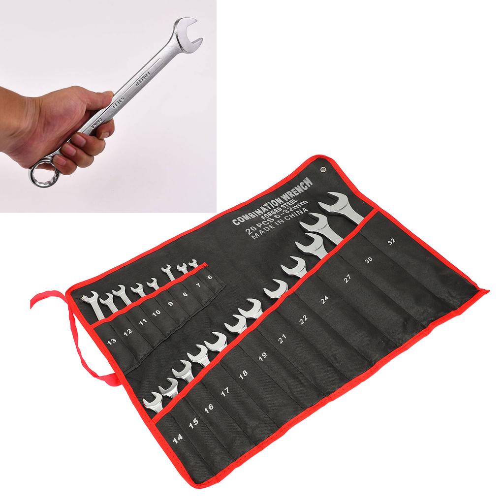 20Pcs Spanner Set Cr Vanadium Steel Portable Large Opening Star Double End Wrench Set for Repair Maintenance