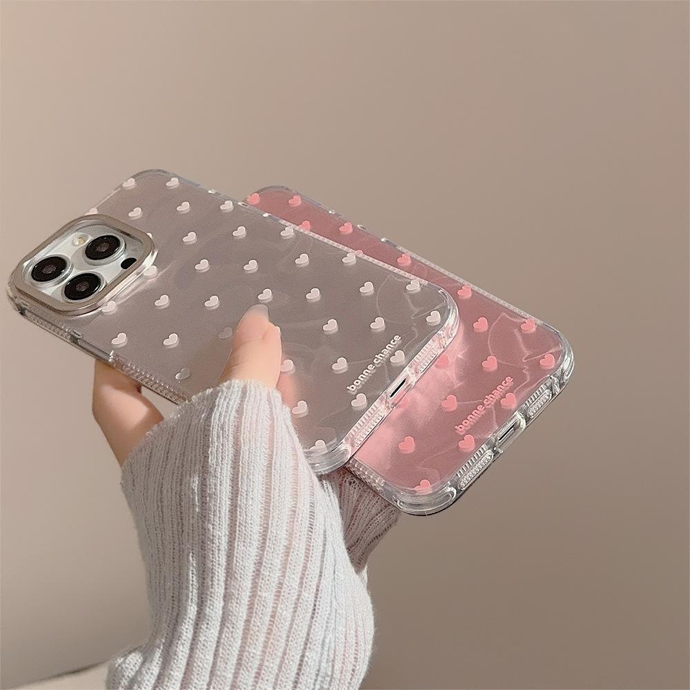 Simple Ins Love Is Suitable for IPhone15 Apple 16 Mobile Phone Case 14pro Max Fresh 12 Hard 13 Water Ripple