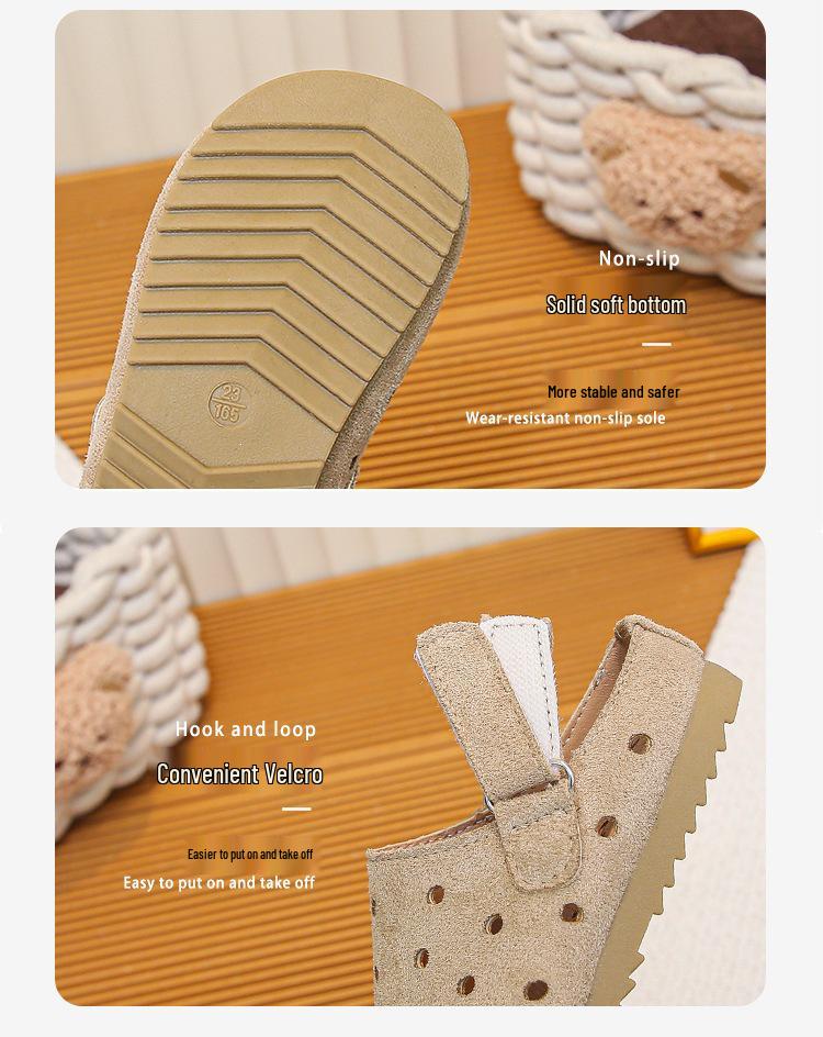 Children's Closed-Toe Retro Sandals - Soft Bottom, Korean Style Summer Shoes for Baby Girls