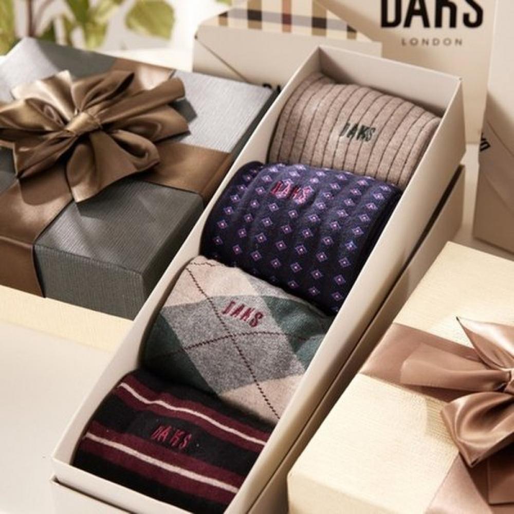 Daks Cotton Blend Mixed Pattern Long Socks 4 Pairs Dbss5e541bk Single option