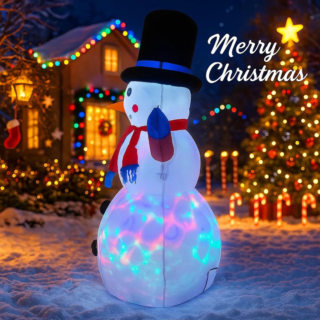 3.9FT Xmas Holiday Inflatable Yard Decor LED Snowman Broom Christma Outdoor Home Decoration Ornament Festive Toy Gift Supplies
