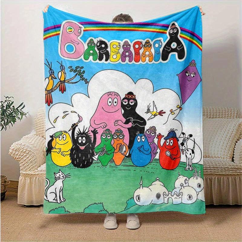 

1pc, Barbapapa Rainbow Blanket, Soft & Cozy Throw for Home Decor, Couch Cover, Outdoor Use, Travel, Camping, Car, Beach, Office Nap, Perfect Gift for 130x150cm
