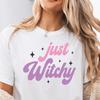 Just Witchy Shirt Comfort Colors® Sassy Girl Halloween Party Tee Cute Spooky Season Top Groovy Pastel Pink Purple Goth Fall Festival Autumn