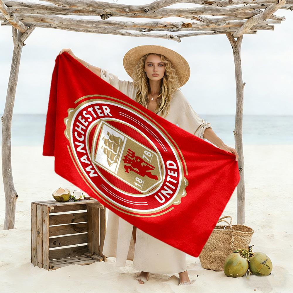 Asciugamano da Spiaggia Logo Manchester United Super Morbido Microfibra Tessuto Quickdry Confortevole Leggero Perfetto per Viaggiare Yoga Campeggio e Nuoto