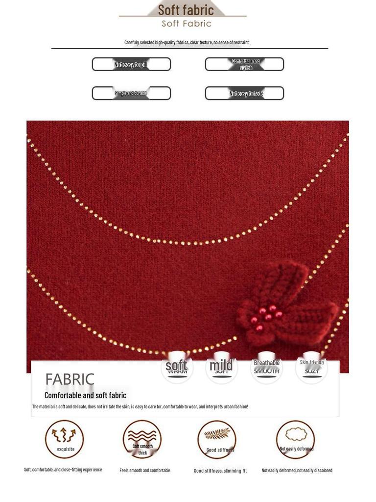 New Women's Winter Knitwear: Stylish High-Neck Wool Sweater for Middle-Aged and Elderly Moms.
