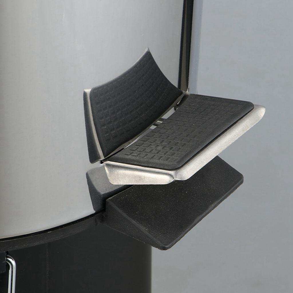Stainless Steel Trash Can Silent Ergonomic Handle Kitchen Garbage Can with Antislip Footrest for