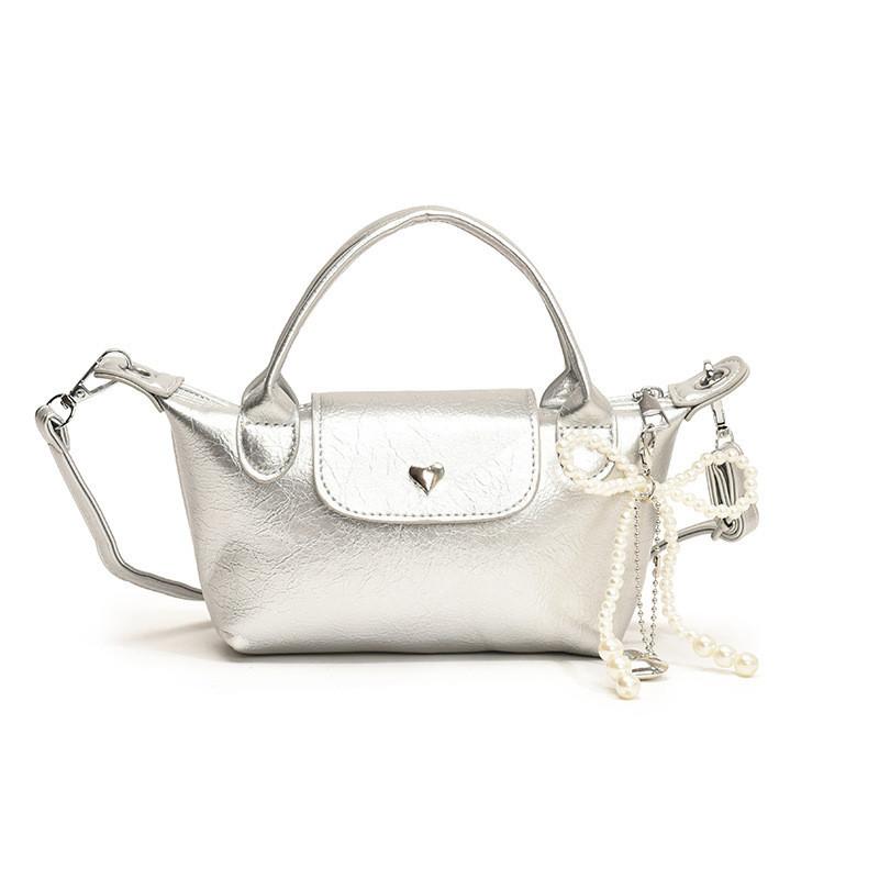 Fashionable Solid Color Kids Shoulder Bag With Stylish Pearl Bow For Boys And Girls