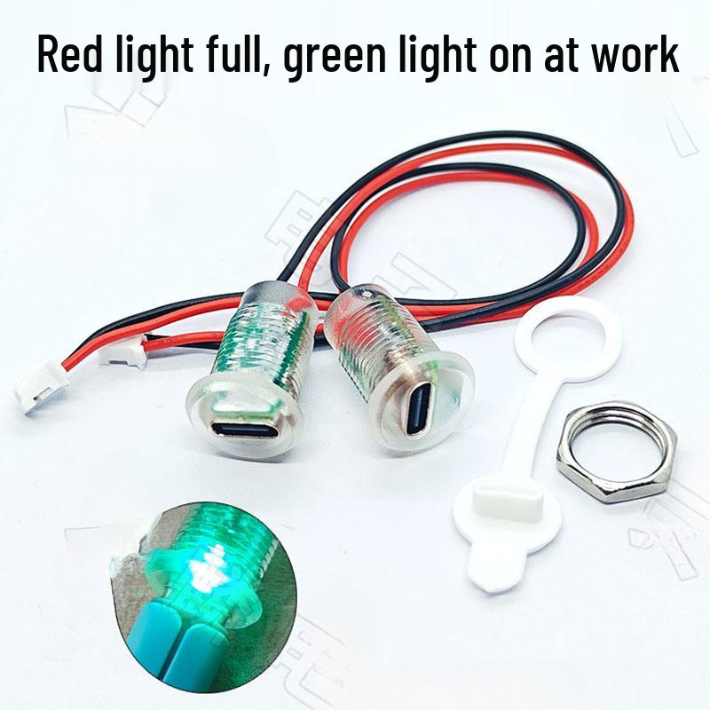 Type-C2P Transparent Green LED Desk Lamp with Oval USB-C Charging Port