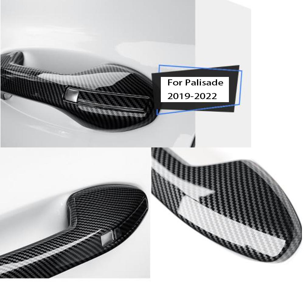 4PCS Carbon Fiber Car Door Handle Cover For Hyundai Palisade 2022 Car Handle Cover Left Hand