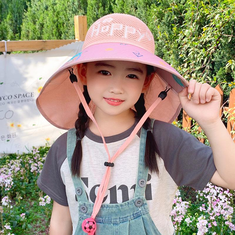 Voice Control Fan Hat Children Summer Girls Large Brim Sun Protection Shawl Hat Empty Top Girl Sun Hat