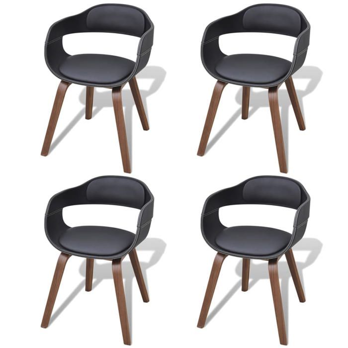 VidaXL 4x Chaise Salle à Manger Bois Cintré Cuir Artificiel Chaises de Cuisine 271945