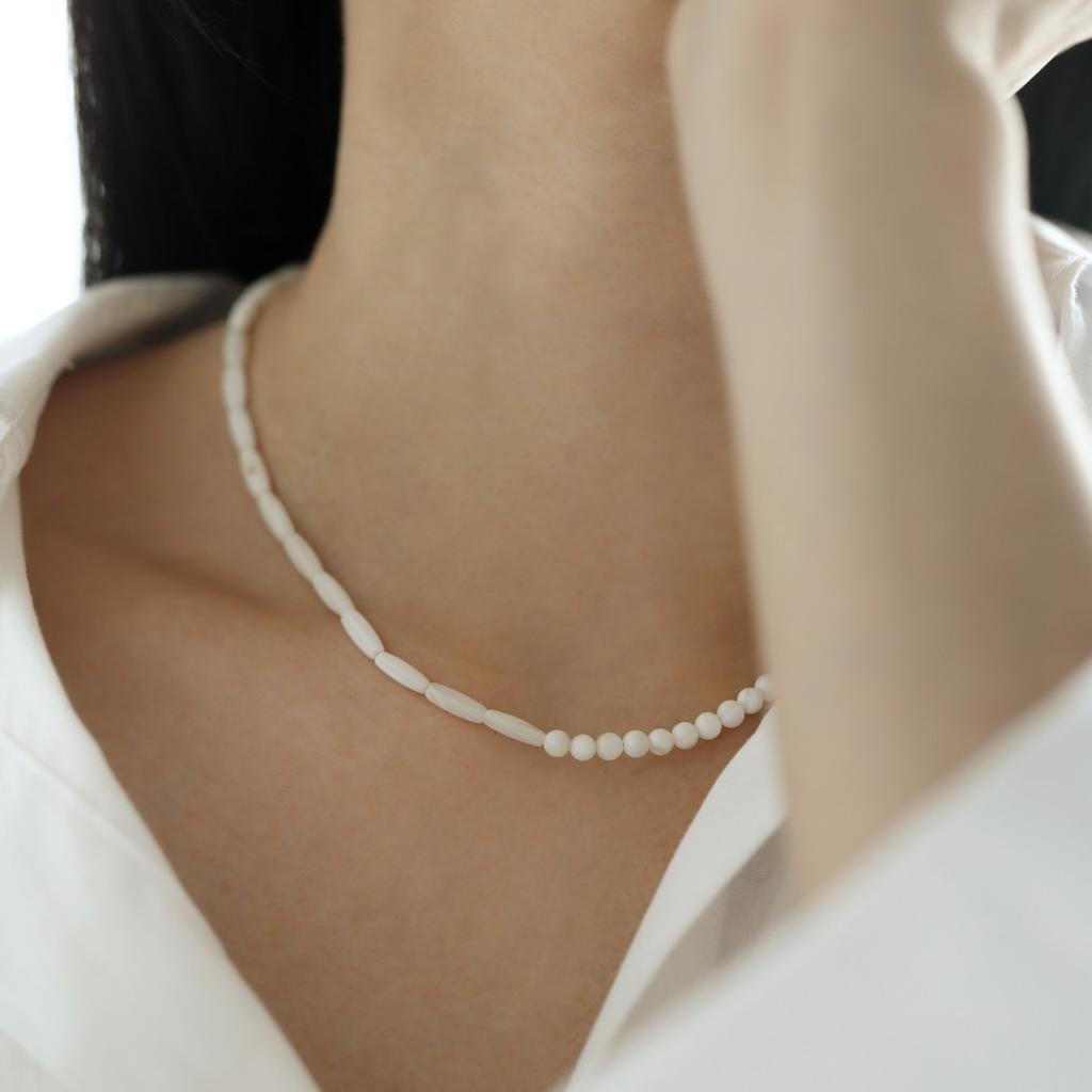 Copper-Plated Platinum Horseshoe Luo Beaded Collarbone Chain Princess Style Celebrity Temperament Versatile Fashion Simple Necklace Women