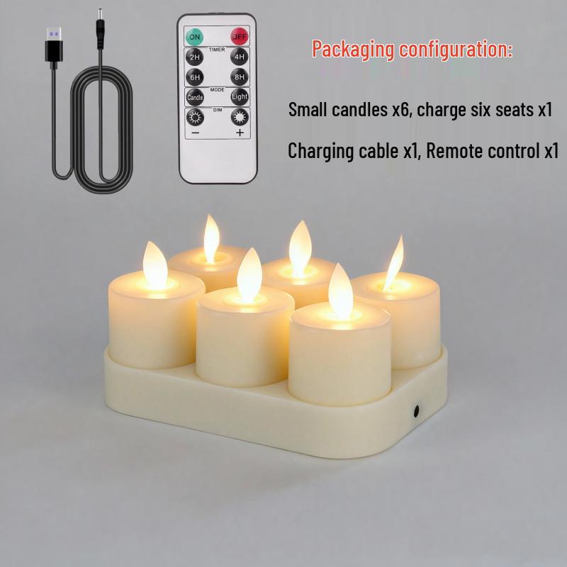 Rechargeable Flickering Flame LED Candle Lamp, Remote-Controlled, Yellow Offering, Smokeless Ghee Holder, Tea Light for Buddha.