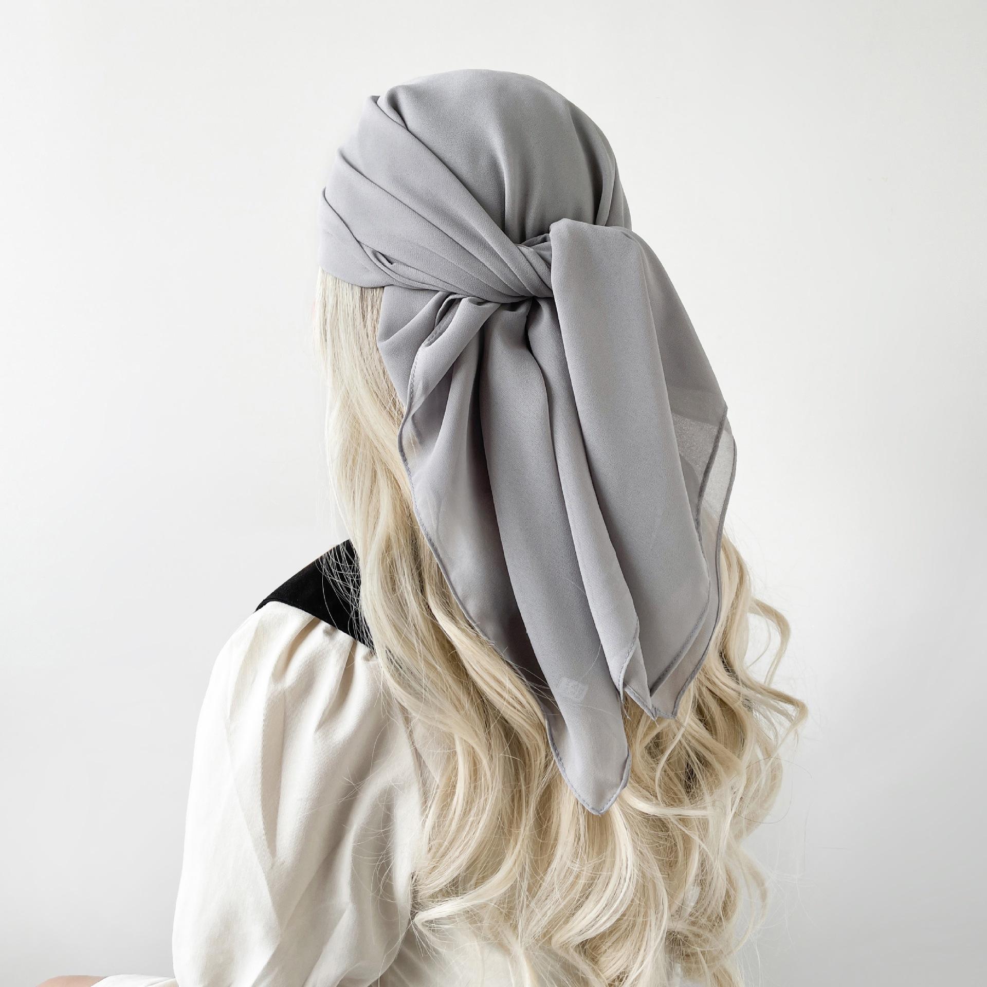 

Летний квадратный шарф жемчужный шифоновый однотонный шарф платок хиджаб люди Хуэй 90*90cm