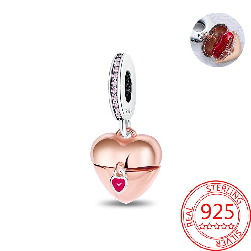 Koperen, echt roségouden, roze octopus, zomerschildpad, hartvormige hanger, geschikt voor originele armbanden, kettingen, armbanden voor meisjes