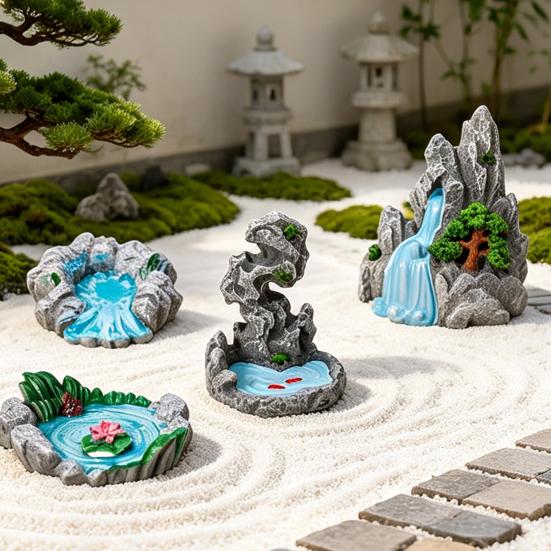 2 szt. Miniaturowa kamienna statua Żywiczne modele sztucznych skał do materiałów do dioram Krajobraz z miniaturowymi pociągami Kolejowy stół piaskowy Akcesoria do ogrodu zen