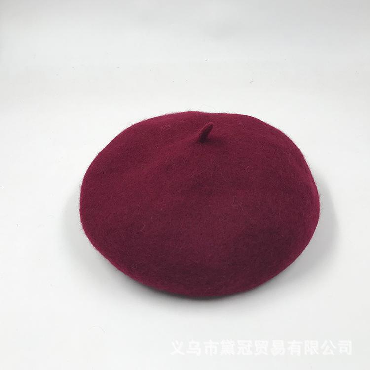Autumn and winter versatile wool hat beret women's pumpkin hat retro woolen painter hat bud hat tide
