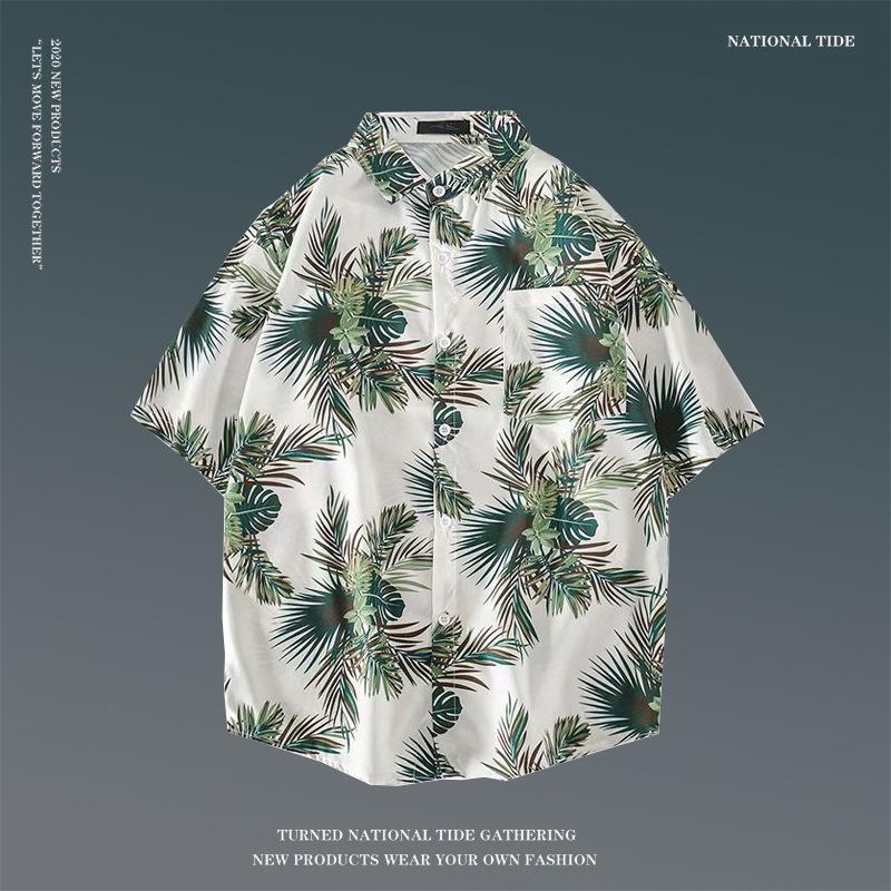 Japanese Hong Kong-Style Floral Hawaiian Shirt - Unisex Summer Short-Sleeve Retro Beachwear
