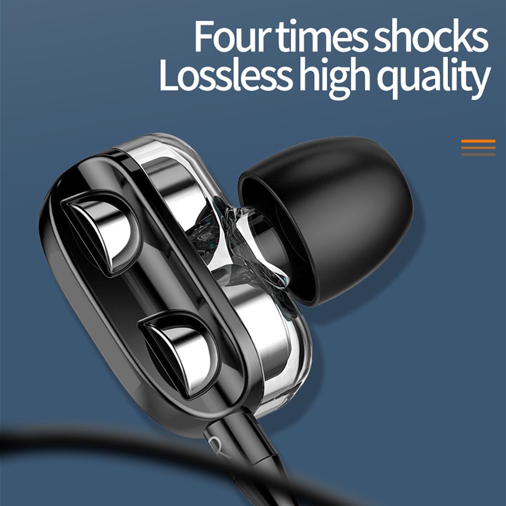 3,5-mm-Kabel-Kopfhörer Geräuschunterdrückung In-Ear Sport-Ohrhörer Dual-Treiber Bass Stereo Gaming-Headset HiFi-Musik-Ohrhörer mit Mikrofon