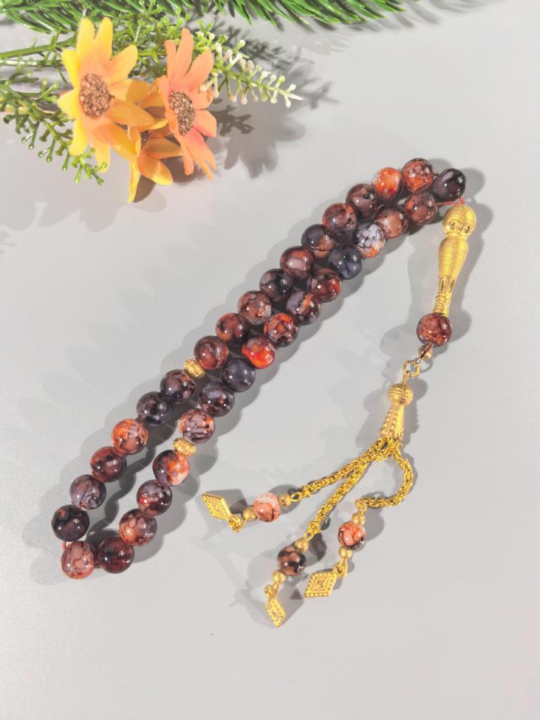 Złoty Chwost Hanadama Wielostylowy Szklany Różaniec Muzułmańskie Koraliki Modlitewne Tasbih