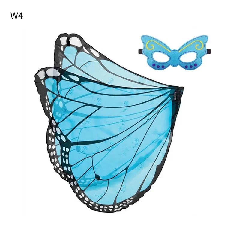 Kinderen Vlinder Cosplay Kostuum Meisje Fee Vlinder Vleugels Chiffon Blauw Roze Paars Cape Vilten Cape Halloween Verkleed Kostuums One Size blauw