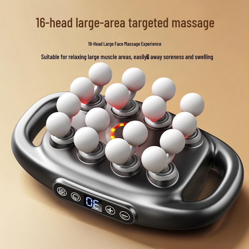 Cross 16-Head Muscle Massager: High Thrust Electric Fascia Gun with Multi-Heads