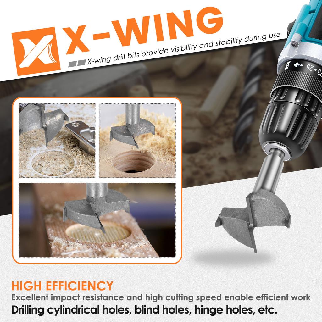 16mm-55mm Forstner Carbon Steel Boring Drill Bits Woodworking Self Centering Hole Saw Cemented Carbide Wood Cutter Tools Set