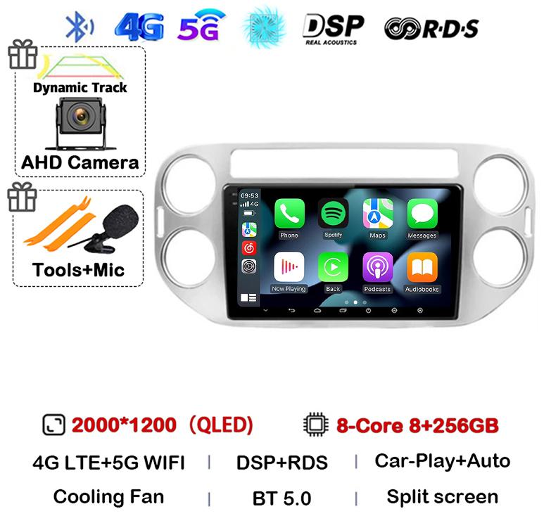 Android 14 Carplay Auto Car Radio For VW Volkswagen Tiguan 1 NF 2006 2008-2013 2014 2015 2016 Multimedia GPS Video Player Stereo