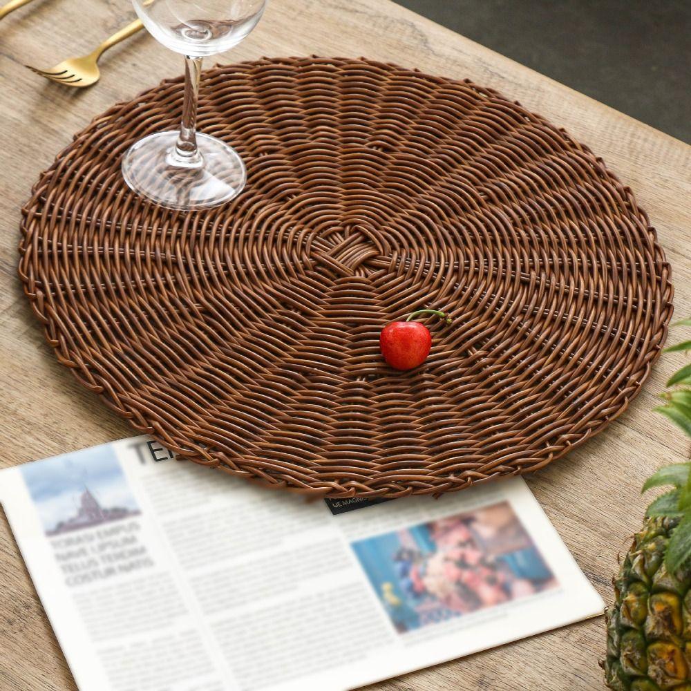 Imitation Rattan Heat-insulating Pad Round Coaster Dining Table Decoration Pot Holder Hot Bowl