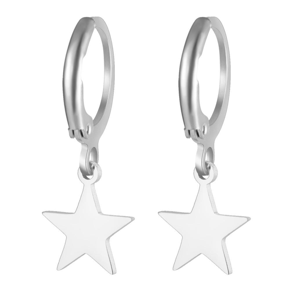 

Simple Gold Star Earrings Stainless Steel Small Ear-cuffs Hoop Ear Piercing Jewelry Gift