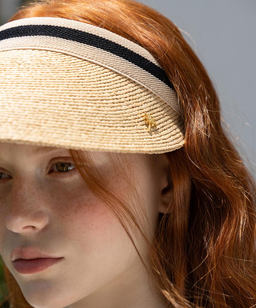 Tatiana Accent Trim Band Natural Raffia Sun Visor Ht8179