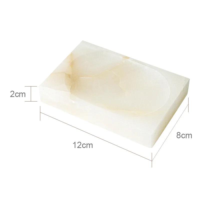White Onyx Natural Marble Bathroom Accessories Luxury Soap Dispenser Cotton Swabs Container Reed diffuser Tray Bathroom Set