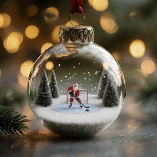 Noel Baba Asılı Süsleme Şeffaf Top Tenis Golf Futbol Basketbol Badminton Oynayan Santa Noel Ağacı Asılı Süs Kolye