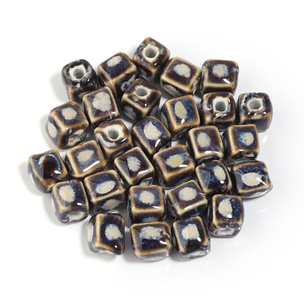 10pcs/lot Colorful Square Ceramic Beads Floral Glaze Porcelain Bead for DIY Bracelet Necklace Charms  Jewelry Making Supplies