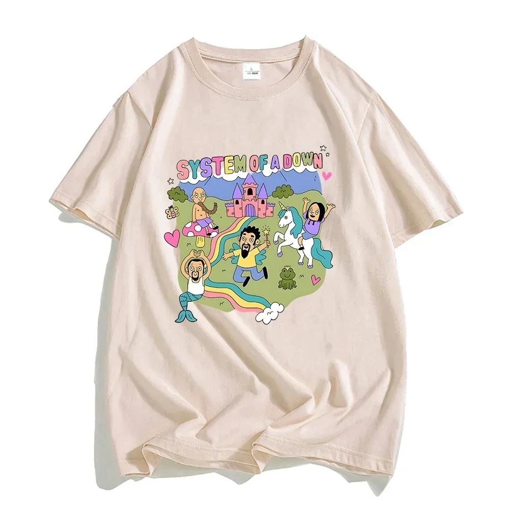 System of A Down Band T-shirt100% Cotton High  Soft Tee-shirt Womens Cartoon Graphic Tshirt Unisex Rock Music Streetwear Tees