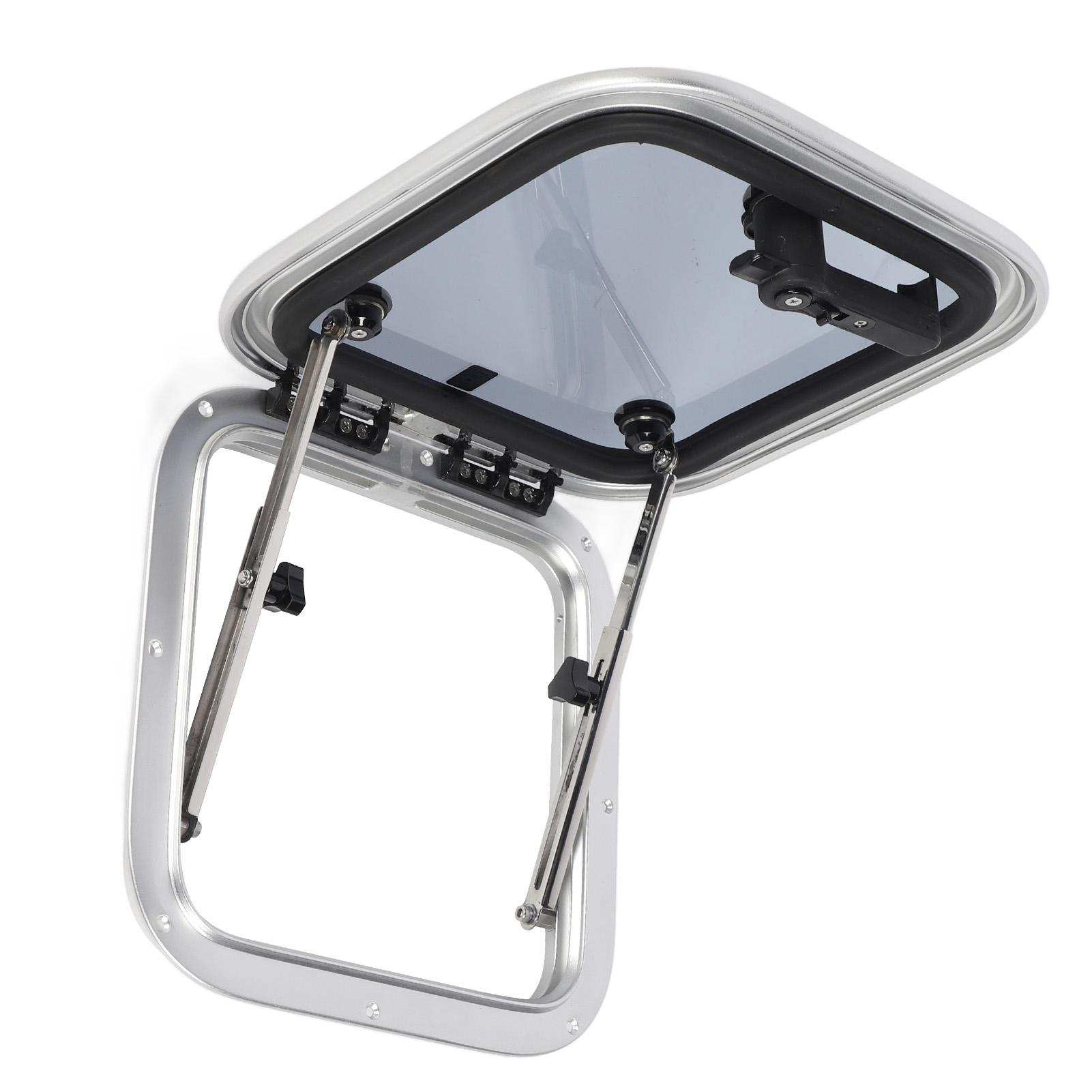 

Marine Hatch Porthole Window 15 X 15in Square Aluminum Alloy Deck Hatch Window with Support Rod and Handle for Yacht RV