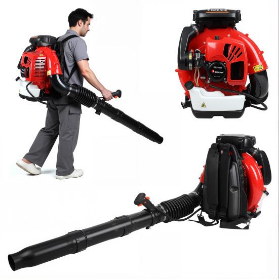 Backpack Gas Leaf Blower, 75.6cc 2 Stroke Engine, 850CFM, 200MPH, High Power Gasoline Leaf Blower, 2.3L Fuel Tank, Ergonomic Blower for Leaf, Sand,