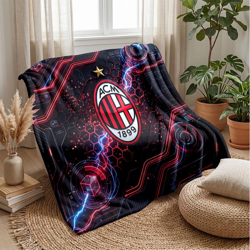 AC Milan Theme Blanket Soft Flannel Blanket Plush Throw Blanket Cozy Sofa Bed Blanket for Home Decor