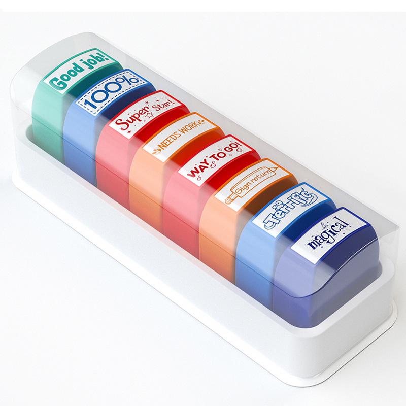 Colorful Teacher Comments Stamp Set - 5 or 8 Pieces (Portuguese, Spanish, Russian)