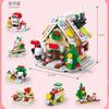 6 in 1 Kreative Weihnachtsserie Bausteine ​​Set Kawaii Rentier Winterdorf Mini Haus Modell DIY Ziegel Spielzeug für Kinder