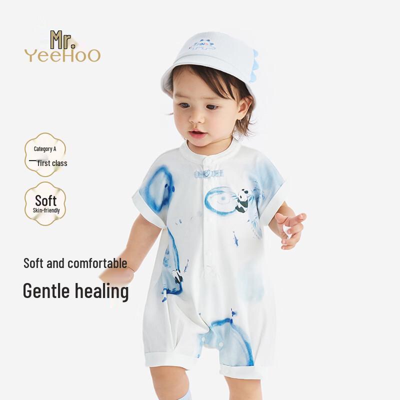 YEEHOO Baby Boys  Short Sleeve Panda Cotton Jumpsuit 80