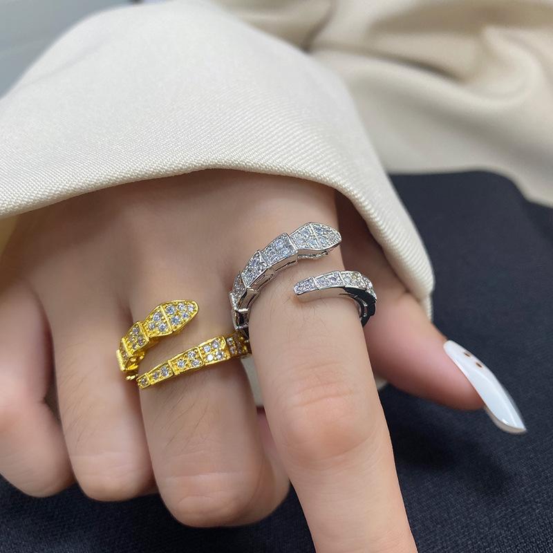 

Готический золотой цирконий змеиное кольцо хип-хоп животное открытые регулируемые кольца для женщин мужчин новые модные панк-украшения