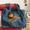 Embroidered Casual Tote for Women Canvas Sacks Large Capacity Shopping Bags