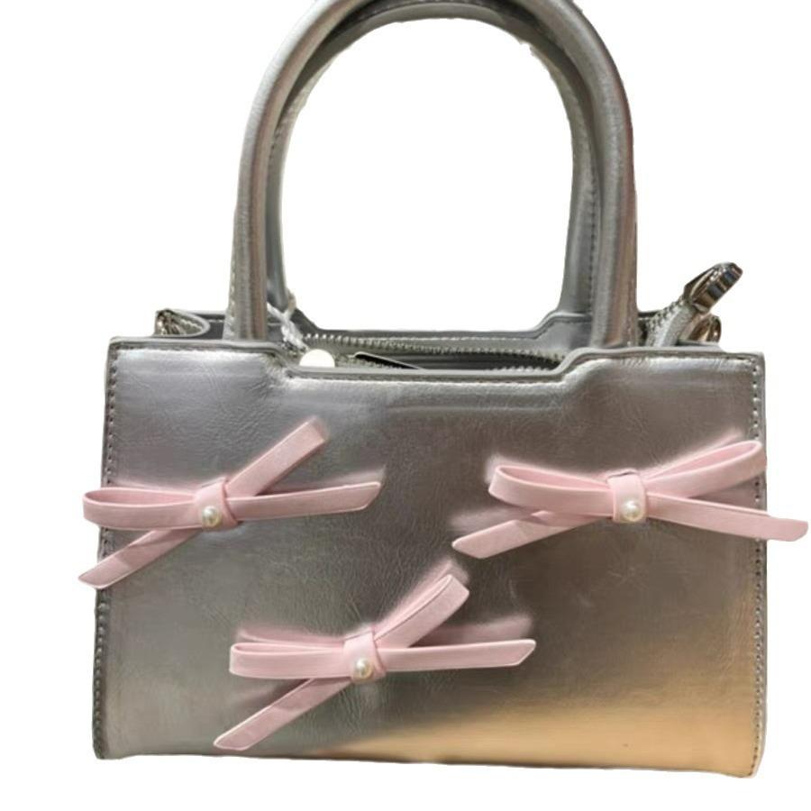 Bow Minority Crossbody Bag Pure Desire Sweet Lady Style Portable Simple Commuting Small Square Bag