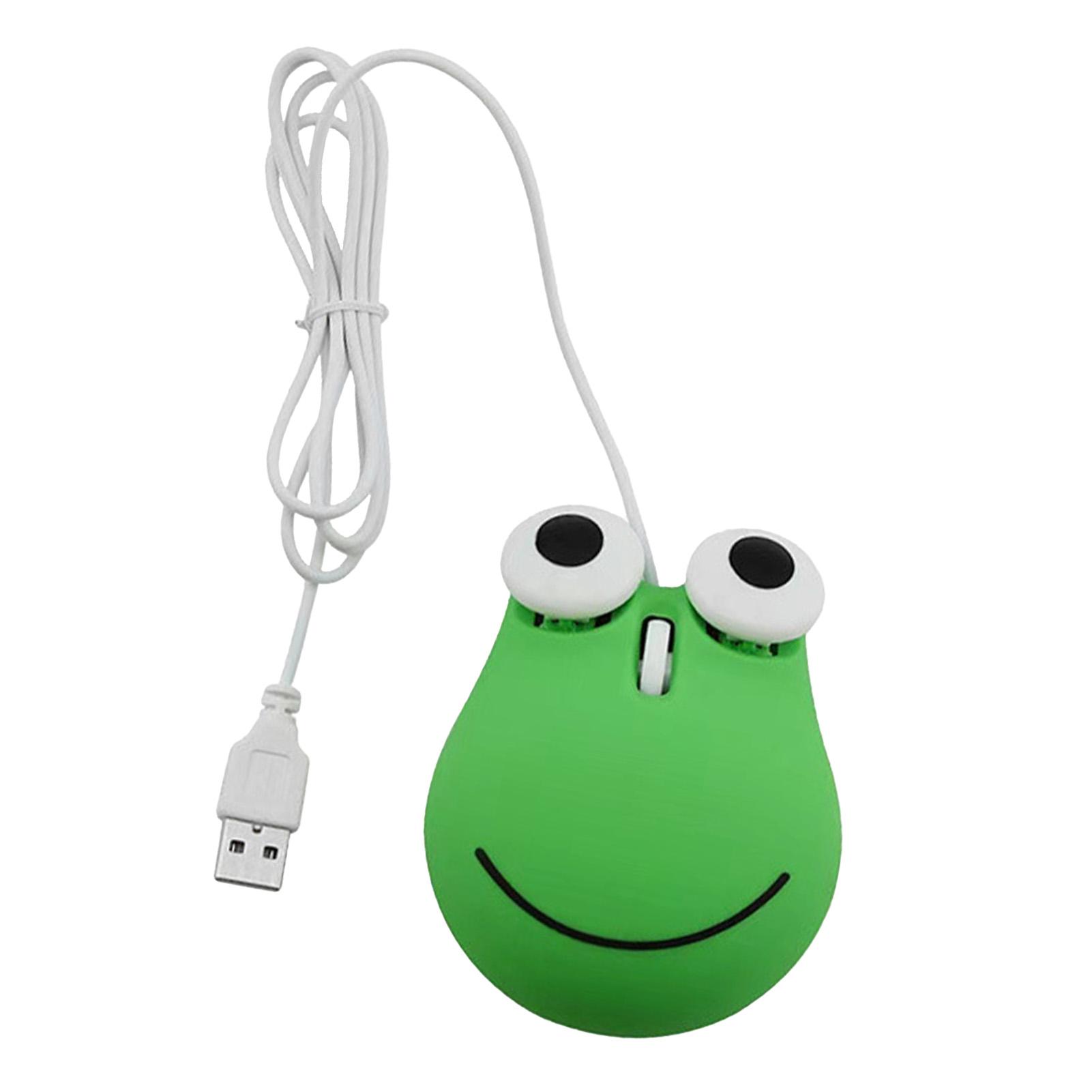 

USB Wired Cute Mouse for Kids Ergonomic Design Animal Green Frog Shape Corded Computer Mouse for Laptop PC