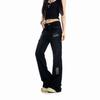 Low waist black slim fit straight rivet jeans American retro autumn pants micro-flared trousers mopping pants cotton