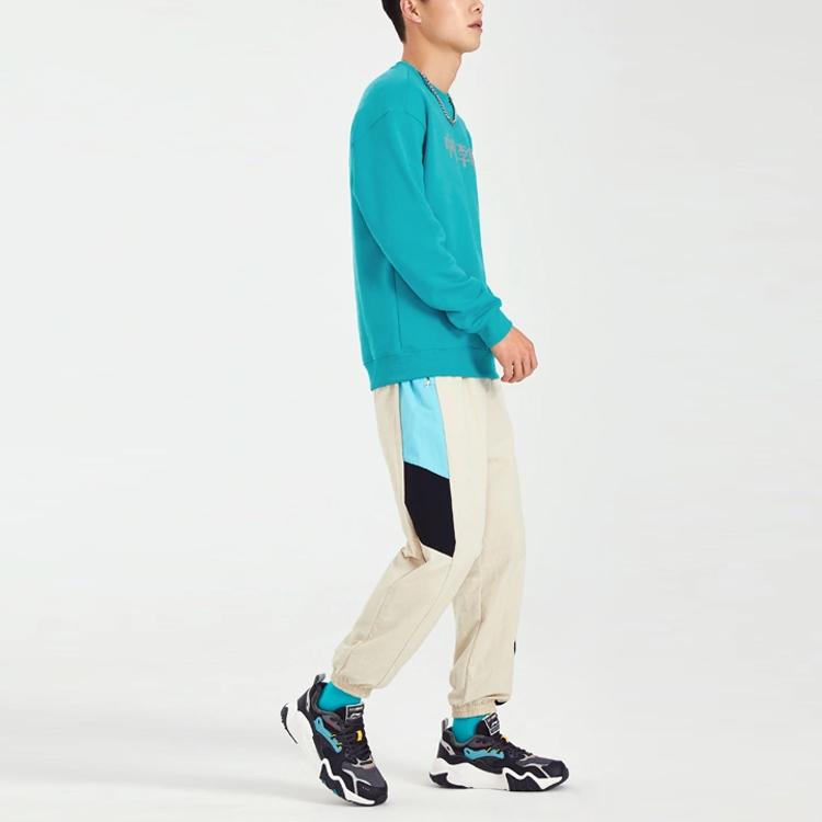 Li Ning Lingzhi Series Logo Print Loose Round Neck Pullover Sweatshirt Men Sweatshirt Kingfisher-Green AWDRF49-3